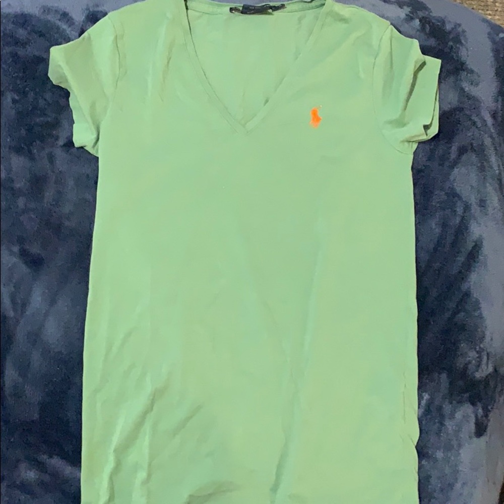 Ralph Lauren v neck tee green